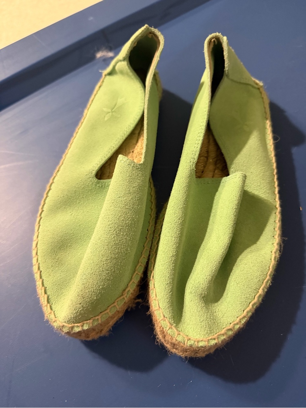 Women’s Green Suede Espadrille Slip-Ons